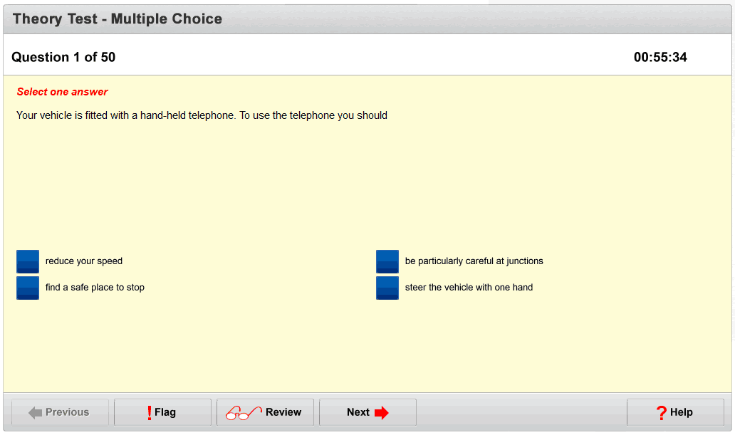 Uk Theory Test Multiple Choice Screen