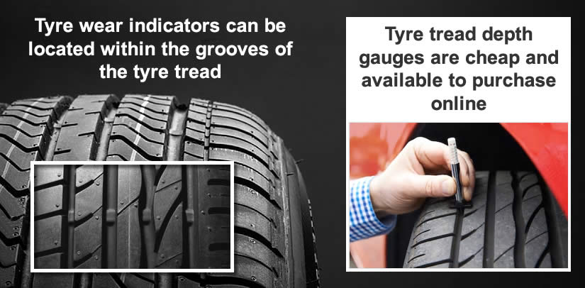 On many tyres, tread depth indicators are located within the grooves of the tread. Additionally, cheap tread depth gauges are are available for purchase online.