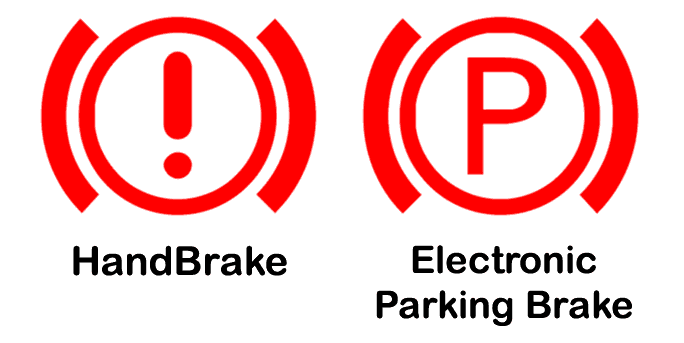 Electronic parking brake and handbrake warning lights