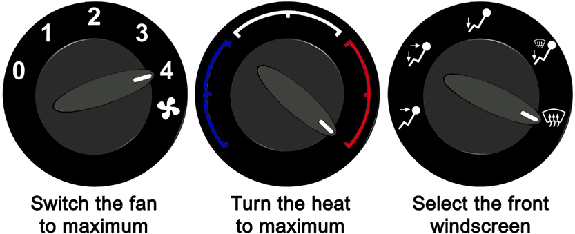 How to demist the front windscreen