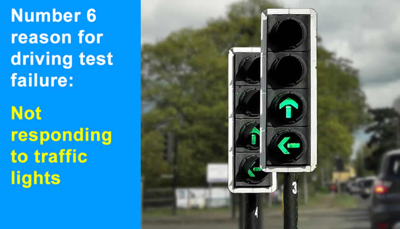 Number 6 on the top 10 driving test fails is traffic lights
