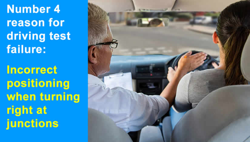The 4th Top Driving Test Fail is Incorrect Road Positioning when Turning Right at Junctions