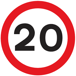 20 mph speed limit sign