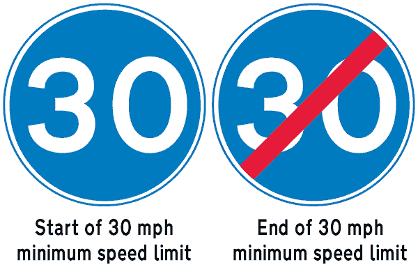 UK minimum speed limit signs