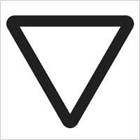 Upside down triangle road sign