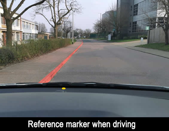 Using a marker reference point for parking up on the left