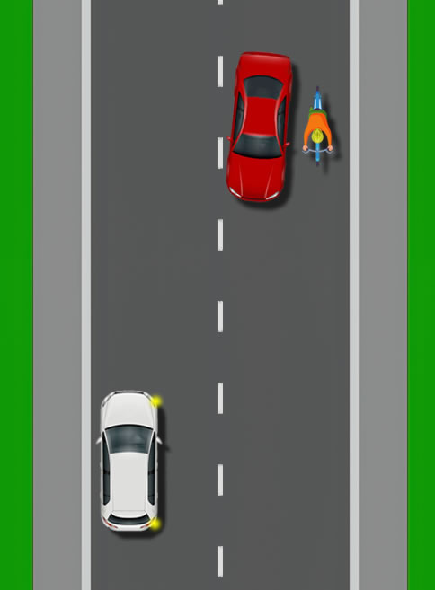 Diagram showing a badly timed signal of a car moving off from a parked position