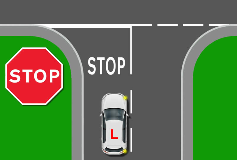 Stop sign and stop road markings