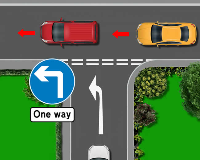 T-junction with one-way traffic.