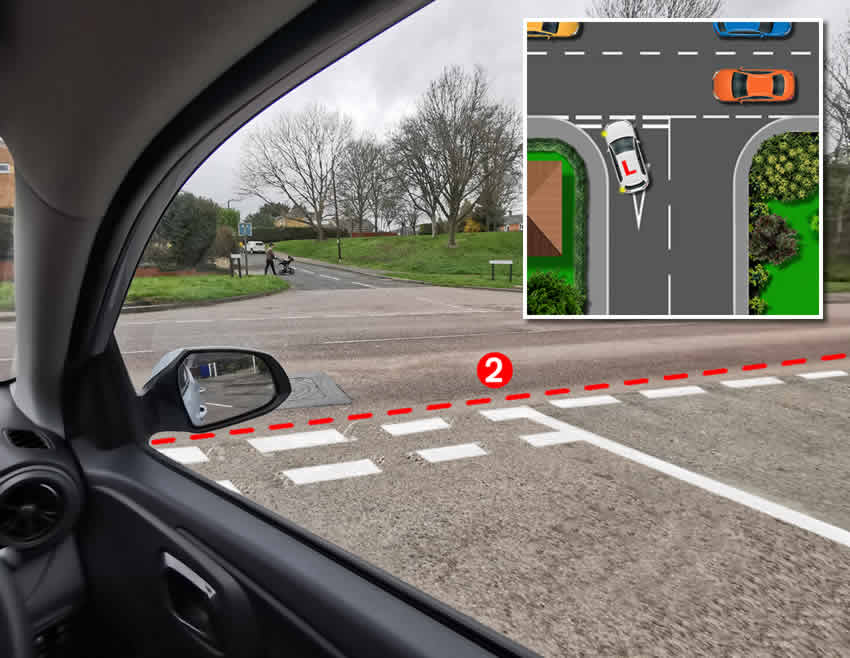 Turning left at a T-junction reference point