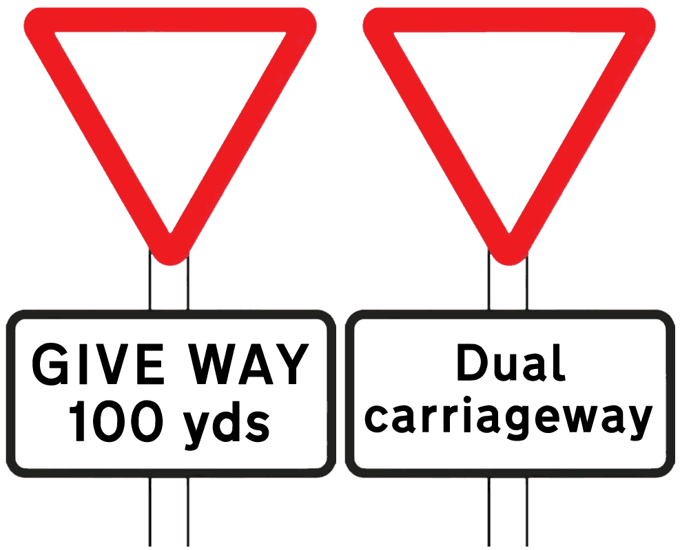 Advance warning signs for give way junctions
