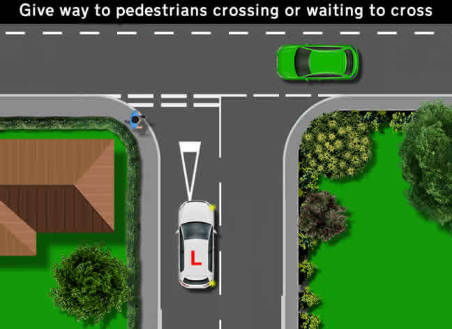 Give way to pedestrians at T-junctions