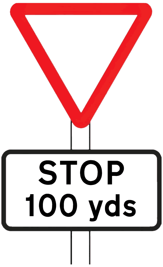 Advance warning of a stop junction sign