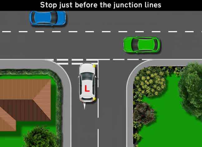 Where to stop at a give way T-junction