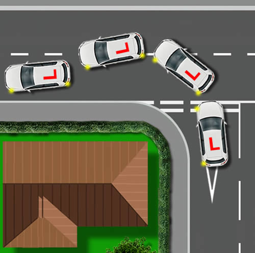 Incorrect road position for turning left at a T-junction
