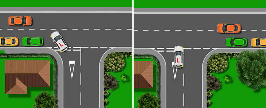 Parked vehicles obscuring view when emerging from junction