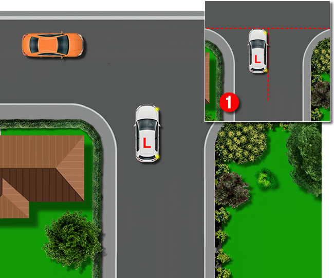 Road positioning at an unmarked T-junction