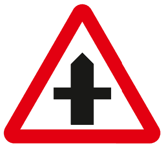 Crossroads ahead road sign