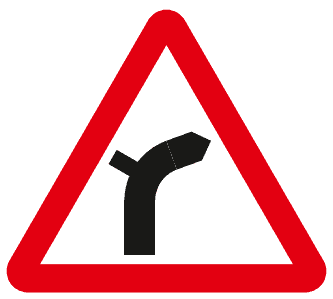 Junction on bend road sign