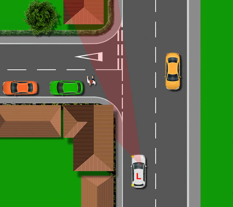 Diagram of an 'closed' left turn road junction