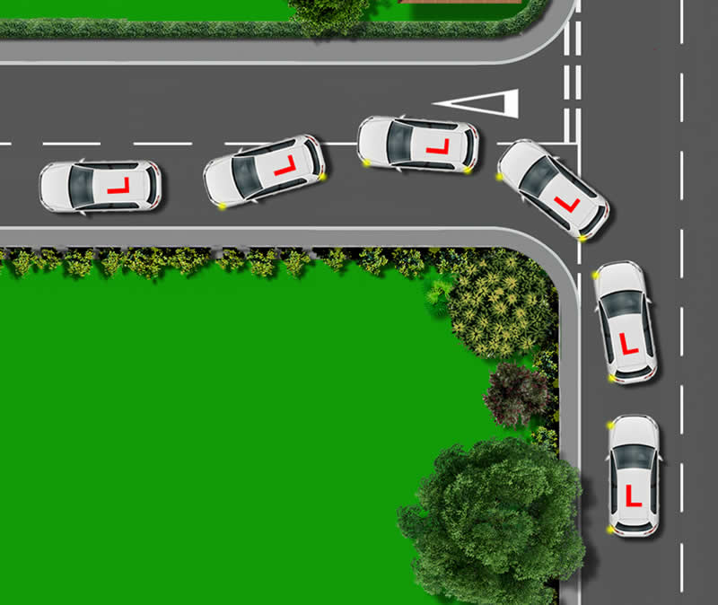 Diagram of a narrow left turn road junction