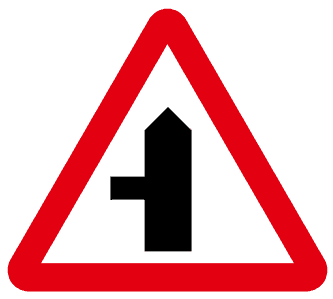 Left turn ahead road sign