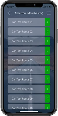 List of test routes on the Driving Test Routes App