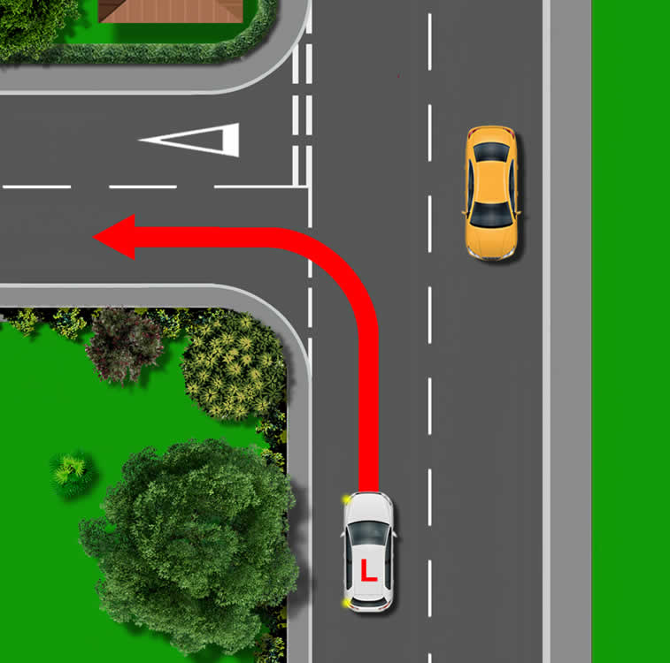 Diagram of a car turning left