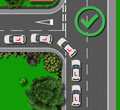 Tutorial explaining the best road position for making a left turn in a car