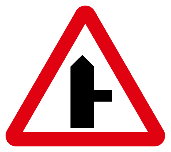 Right turn ahead traffic sign